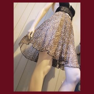 Vintage 80s Sheer Chiffon Leopard Print Circle Skirt Mini Skirt
